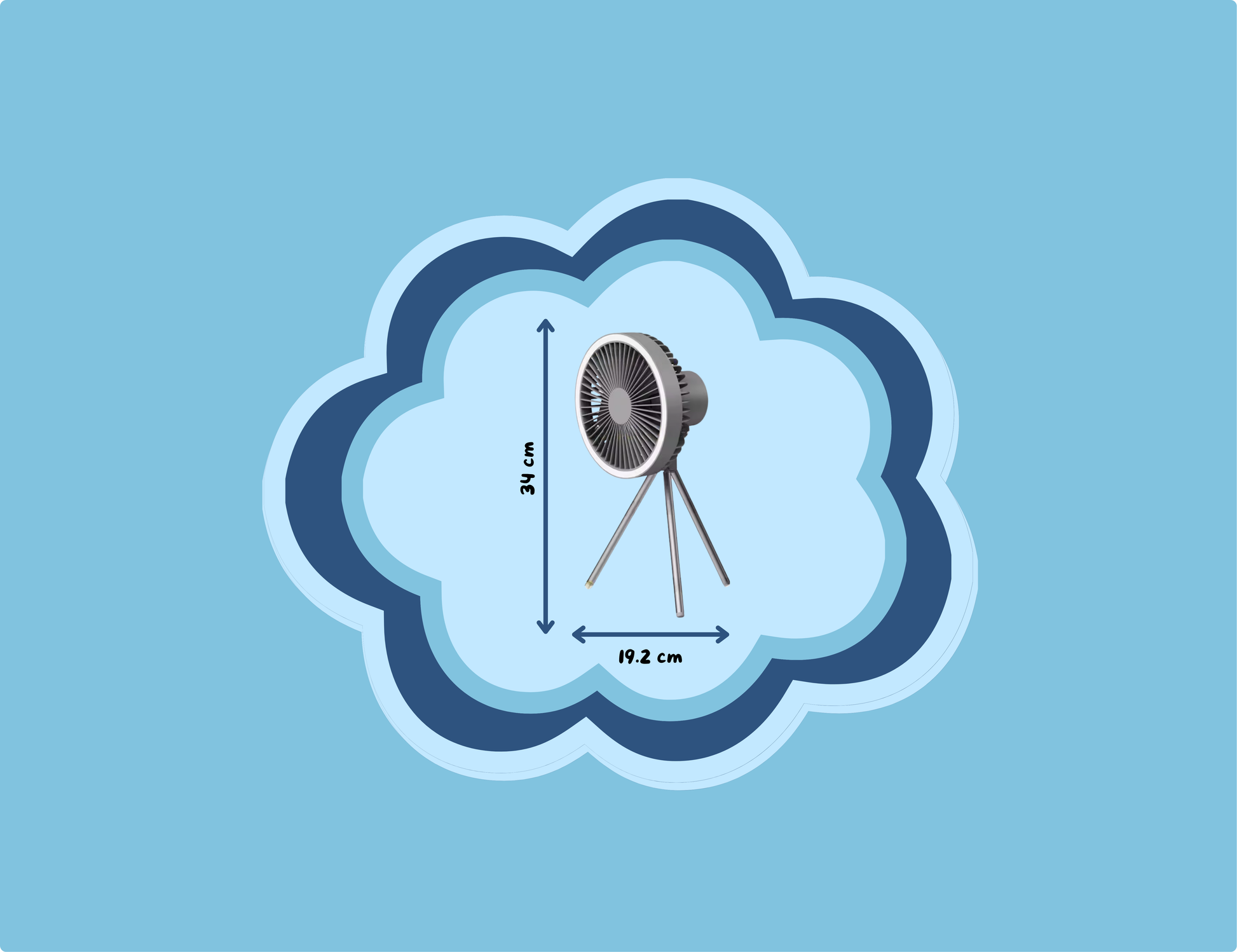 Dimensions ventilateur Spot trépied modulable - Wind'Up
