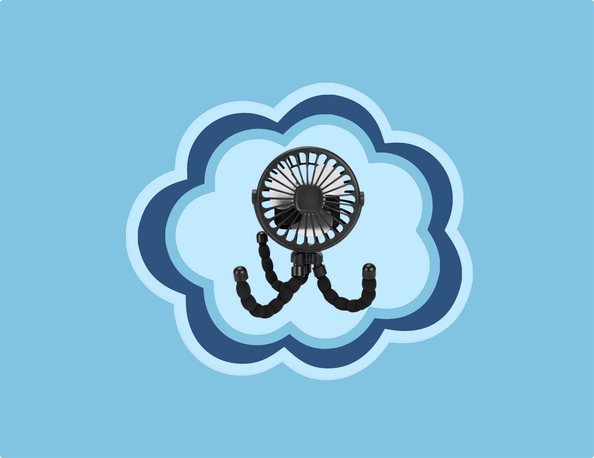 Ventilateur flexible modulable Octopus noir pieds 360° - Wind'Up