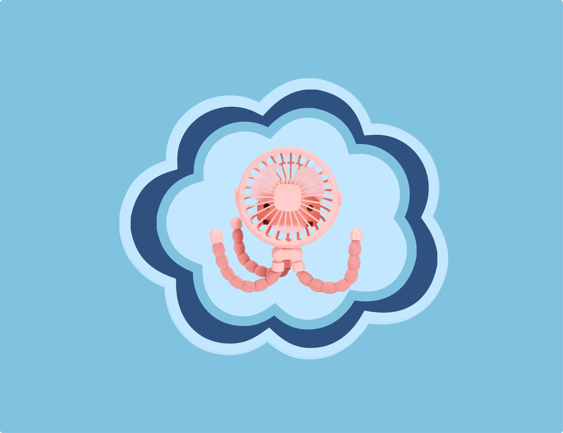 Ventilateur flexible modulable Octopus rose clair pieds 360° - Wind'Up