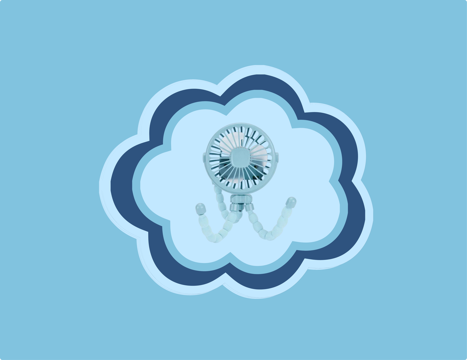 Ventilateur flexible modulable Octopus bleu clair pieds 360° - Wind'Up